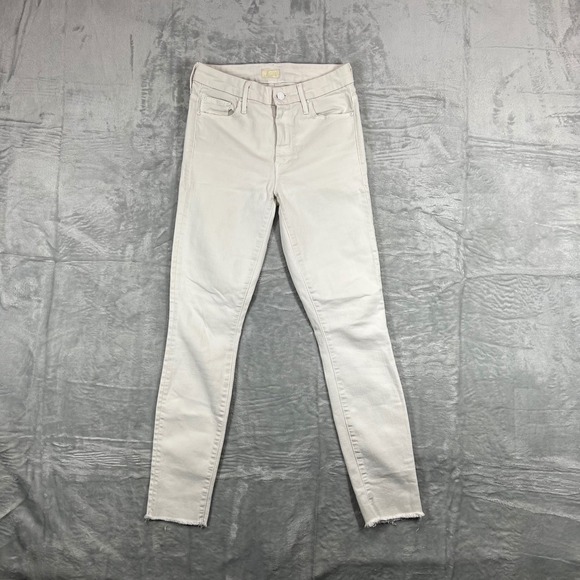 MOTHER Denim - MOTHER High Waisted Looker Ankle Fray Jeans Stayin Alive White Size 26